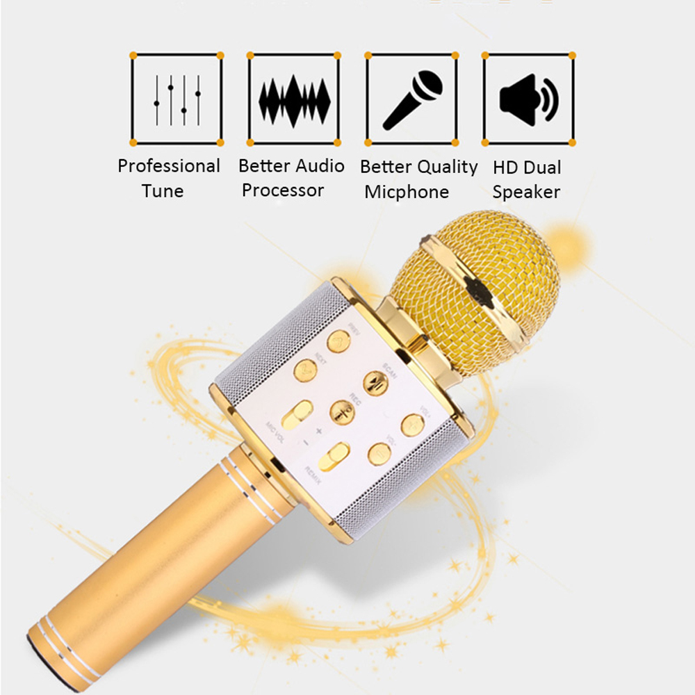 Wireless Bluetooth Karaoke Handheld Microphone USB KTV Player Mic Speaker Record Music Microphones