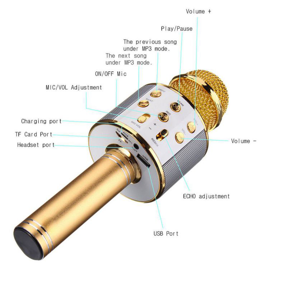 Wireless Bluetooth Karaoke Handheld Microphone USB KTV Player Mic Speaker Record Music Microphones Wireless Bluetooth Karaoke Handheld Microphone USB KTV Player Mic Speaker Record Music Microphones
