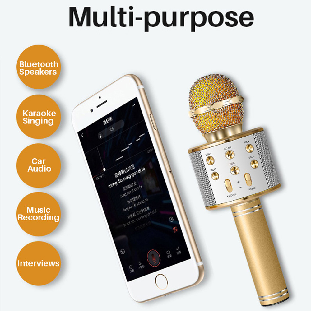 Wireless Bluetooth Karaoke Handheld Microphone USB KTV Player Mic Speaker Record Music Microphones Wireless Bluetooth Karaoke Handheld Microphone USB KTV Player Mic Speaker Record Music Microphones