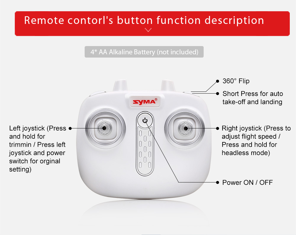 SYMA X21 RC Drone RTF with Headless Mode / Altitude Hold / Low-voltage Protection