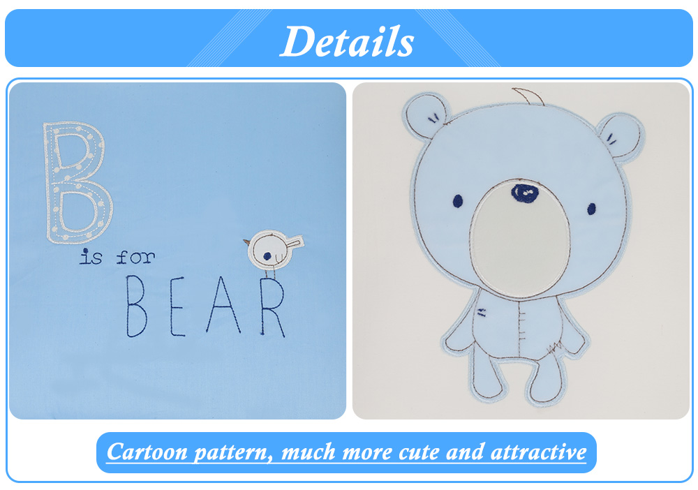 Soft Cartoon Printing Baby Crib Bumper Combination Backrest Cushion