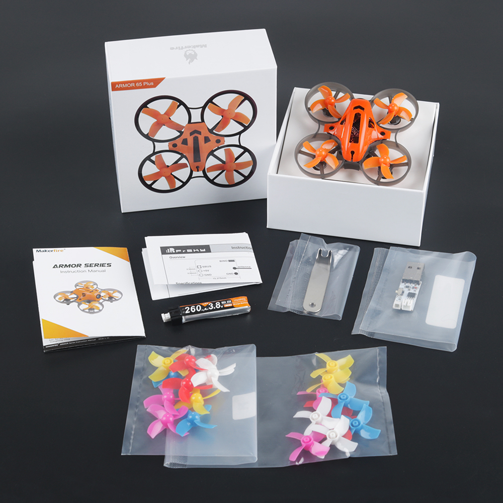 Makerfire Armor 65mm BNF Micro Quadcopter Racing Drone Built in Frsky XM Receiver / 716 Brushed Motor / LED Light