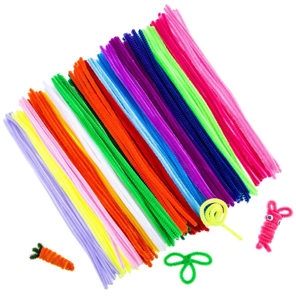 100 Pieces Pipe Cleaners Chenille Stems 6mm x 12 inch for Diy Art Craft