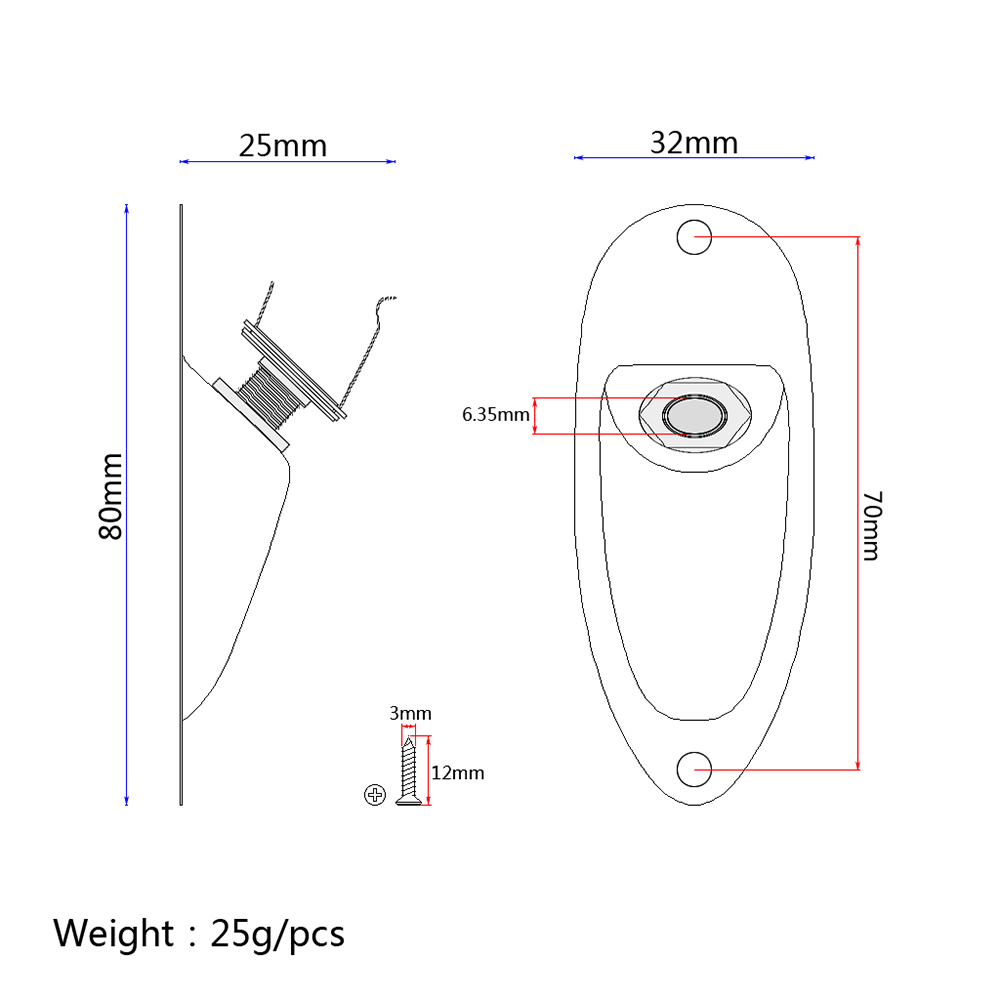 Boat Input Output Jack Plate Socket with Screws for Fender Strat Guitar Boat Input Output Jack Plate Socket with Screws for Fender Strat Guitar
