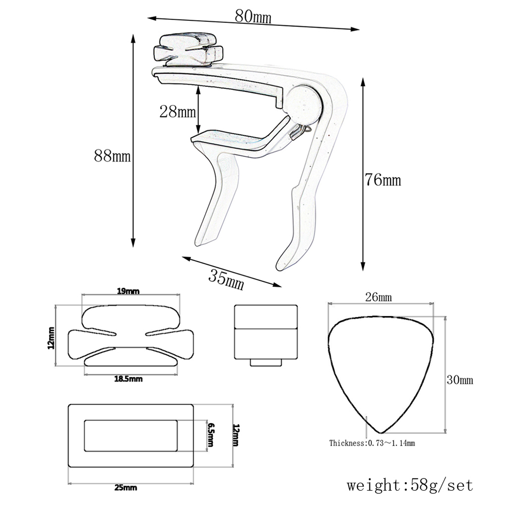 Aluminium Alloy Tuner Quick Change Clamp Key Clip Acoustic Classic Guitar Picks