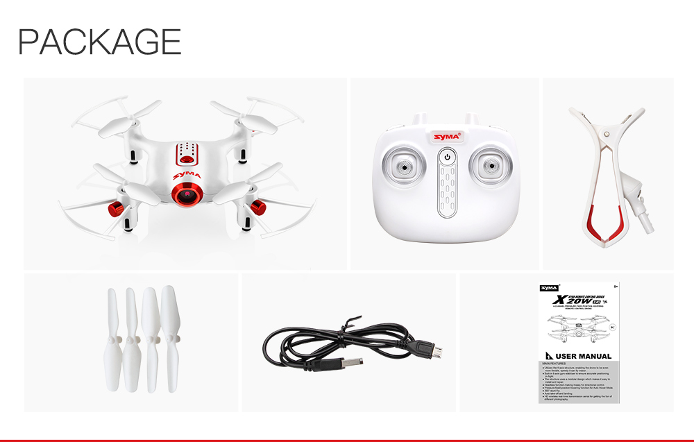 SYMA X20W Mini RC Drone RTF WiFi Camera FPV Real-time Transit / Altitude Hold