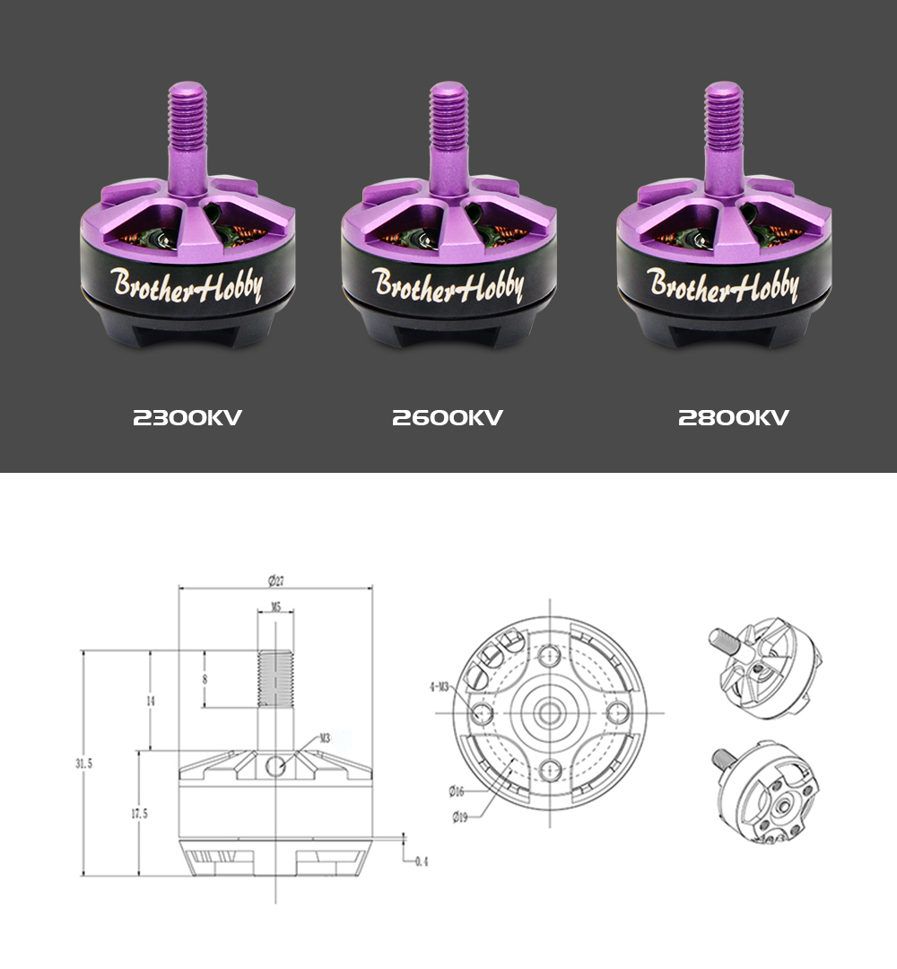 BrotherHobby Returner R2 2205 2300 / 2600 / 2800KV 3 - 4S Racing Edition Brushless Motor for RC FPV Drone