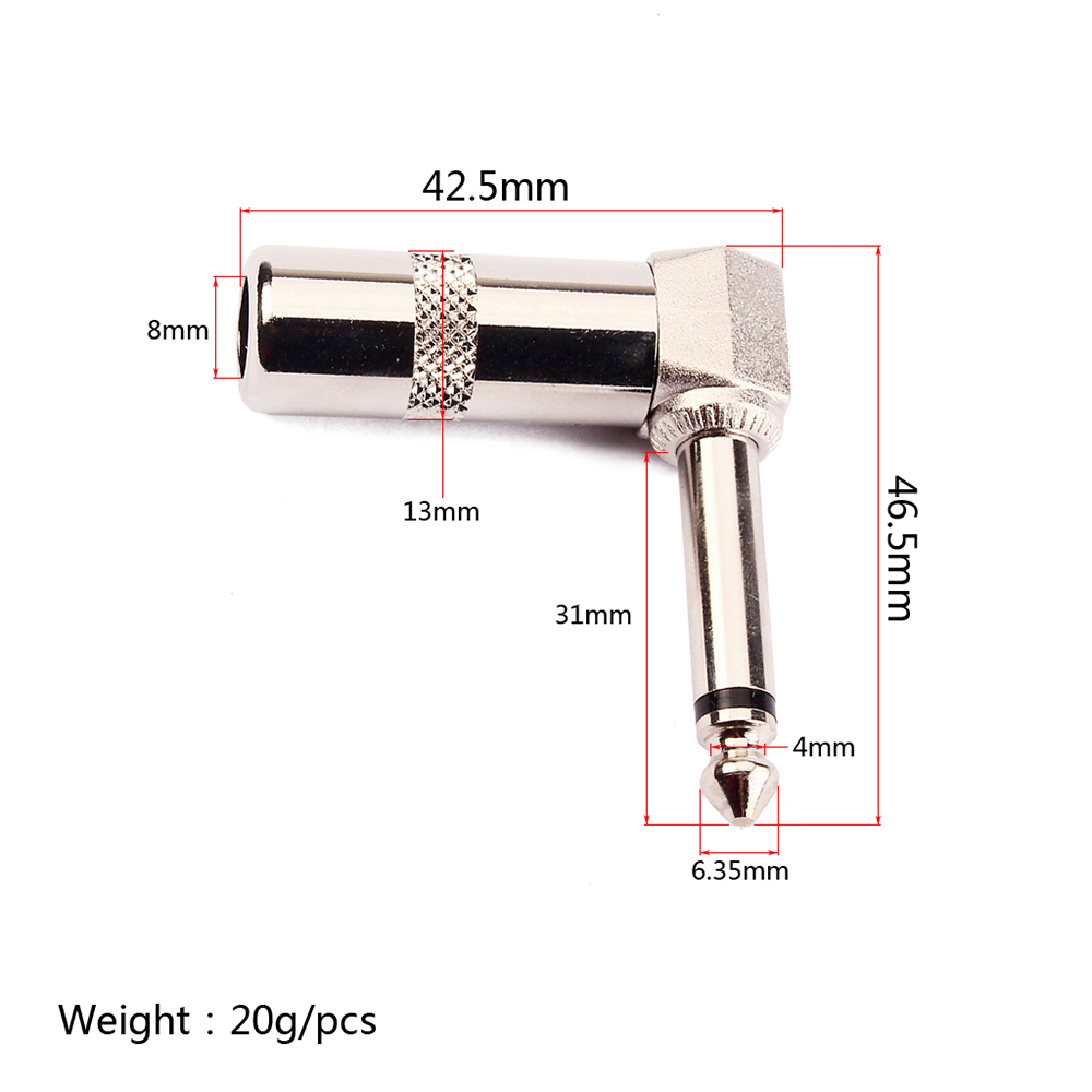 Mono Plug Connector 6.3mm Jack for Electric Guitar Effect Pedal Cable Accessory