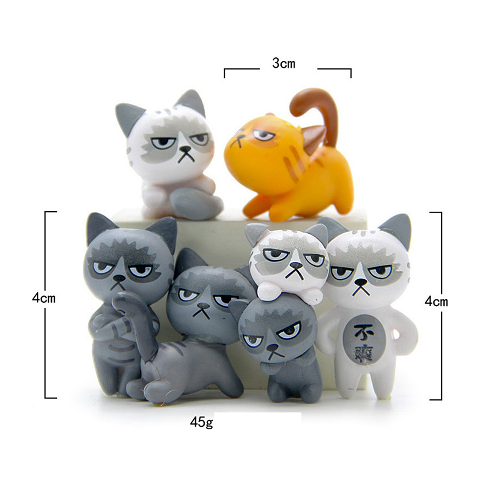 Super Cute Lovely Unhappy Cats Action Figure Toy Kids Gifts 6pcs