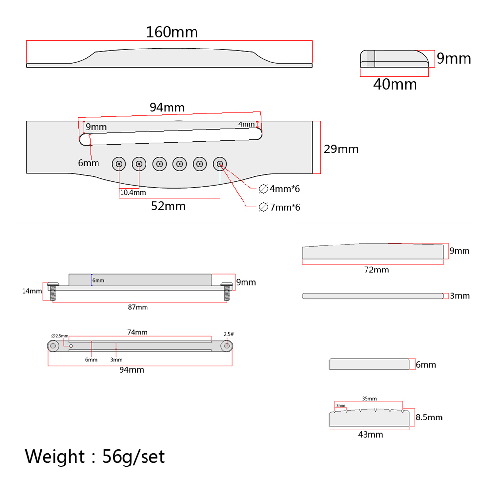 Height Adjust Bridge Nut Adjustable Lifting Saddle Insert for Acoustic Guitar Height Adjust Bridge Nut Adjustable Lifting Saddle Insert for Acoustic Guitar