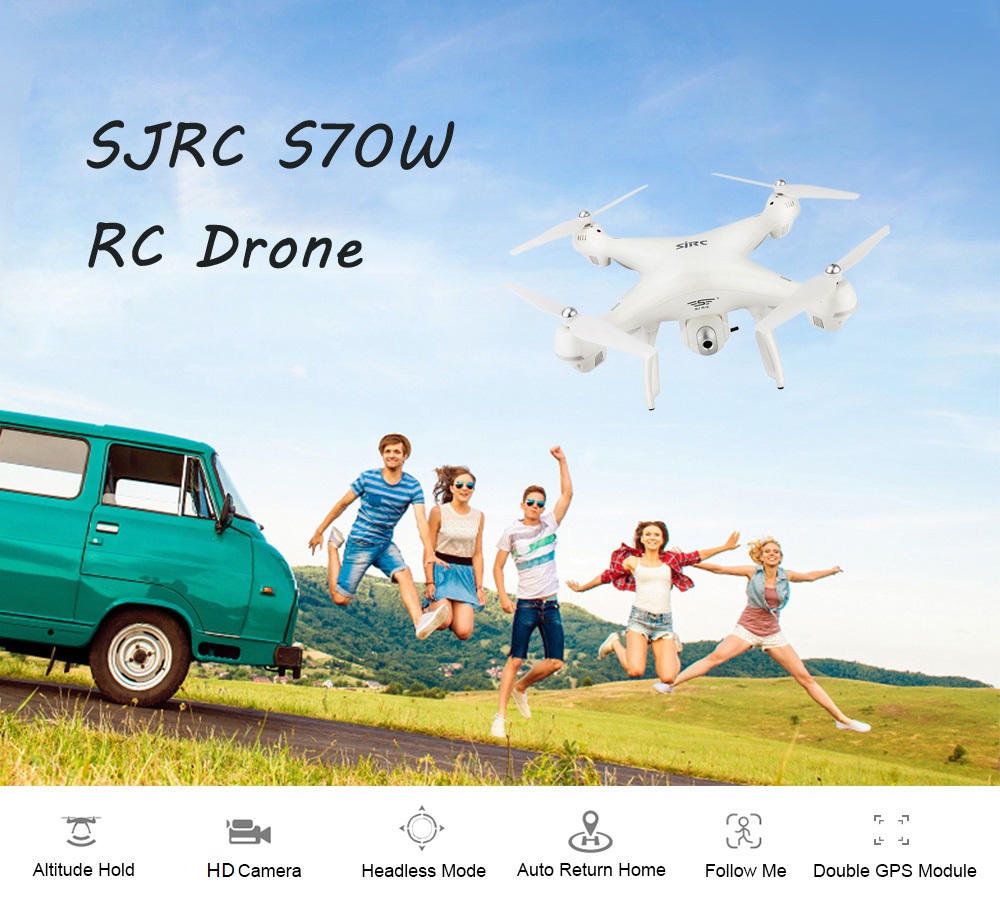 SJRC S70W RC Drone WiFi FPV / Double GPS Module / Altitude Hold / Follow Me / Headless Mode SJRC S70W RC Drone WiFi FPV / Double GPS Module / Altitude Hold / Follow Me / Headless Mode