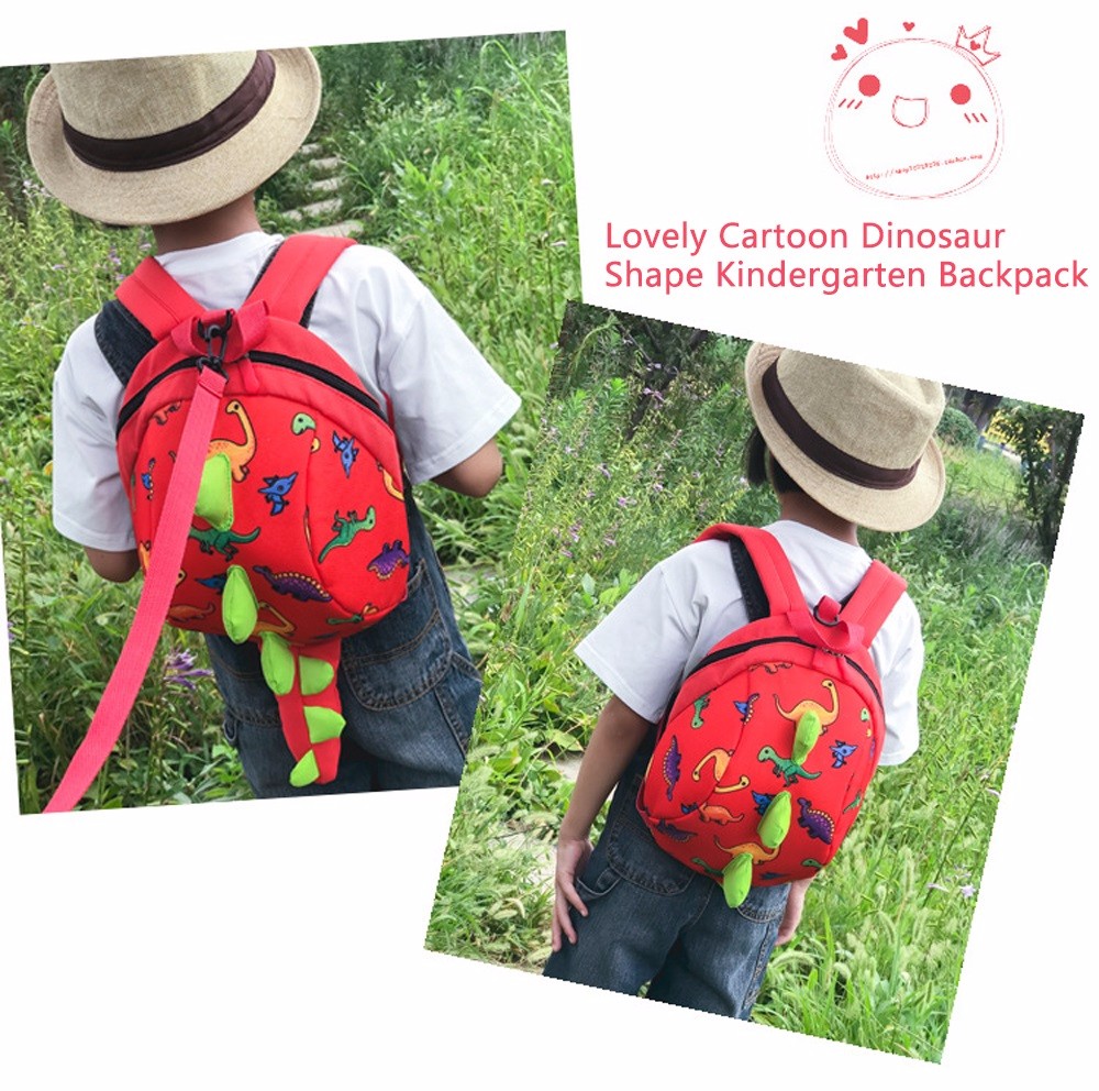 Cartoon Dinosaur Shape Kindergarten Backpack Anti-lost Travel Shoulder Bag for Children