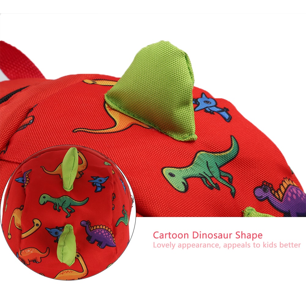 Cartoon Dinosaur Shape Kindergarten Backpack Anti-lost Travel Shoulder Bag for Children