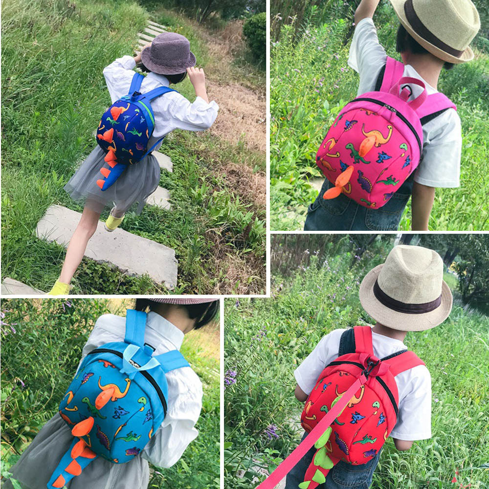 Cartoon Dinosaur Shape Kindergarten Backpack Anti-lost Travel Shoulder Bag for Children