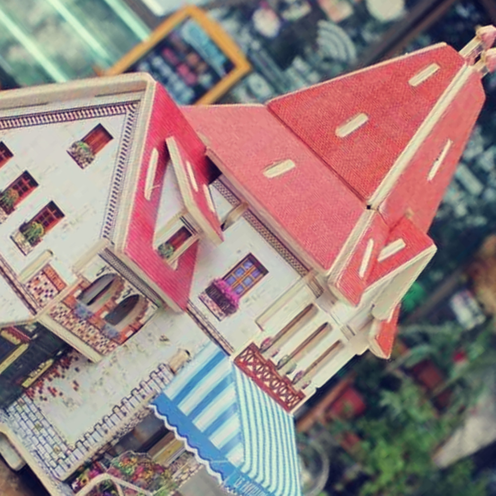 Creative 3D Wood Puzzle DIY Model French Style Flower Shop Building Puzzle Toy Creative 3D Wood Puzzle DIY Model French Style Flower Shop Building Puzzle Toy