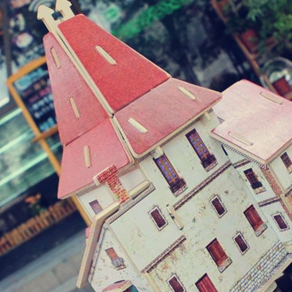 Creative 3D Wood Puzzle DIY Model French Style Flower Shop Building Puzzle Toy Creative 3D Wood Puzzle DIY Model French Style Flower Shop Building Puzzle Toy