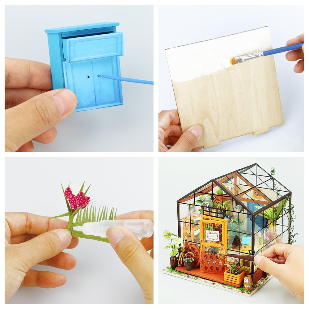 Imagine 3D DIY House Model Kit Greenhouse Miniature LED Light Dolls House Build