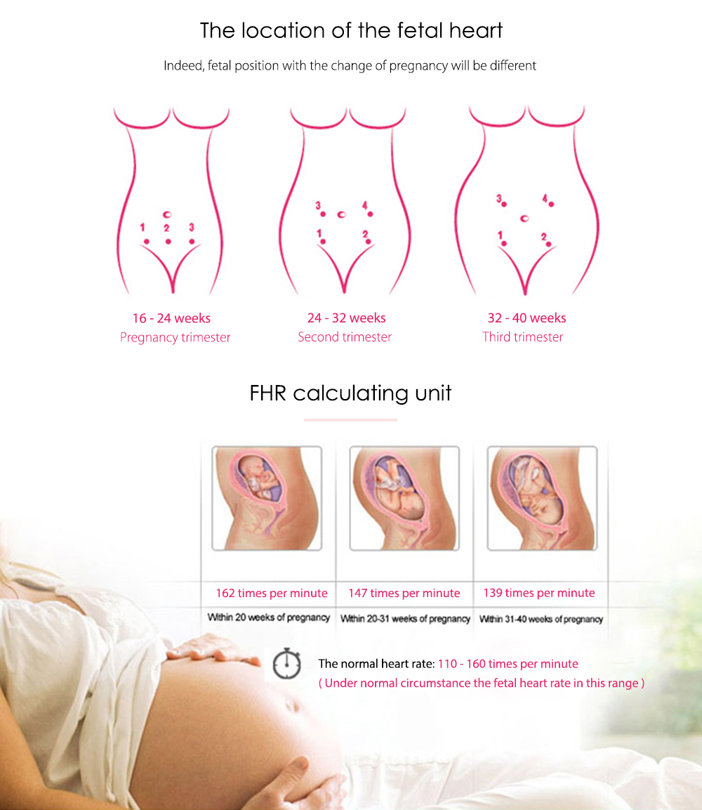 Pregnant Ultrasonic Pocket Fetal Doppler Prenatal Heart Rate Monitor for Home Use