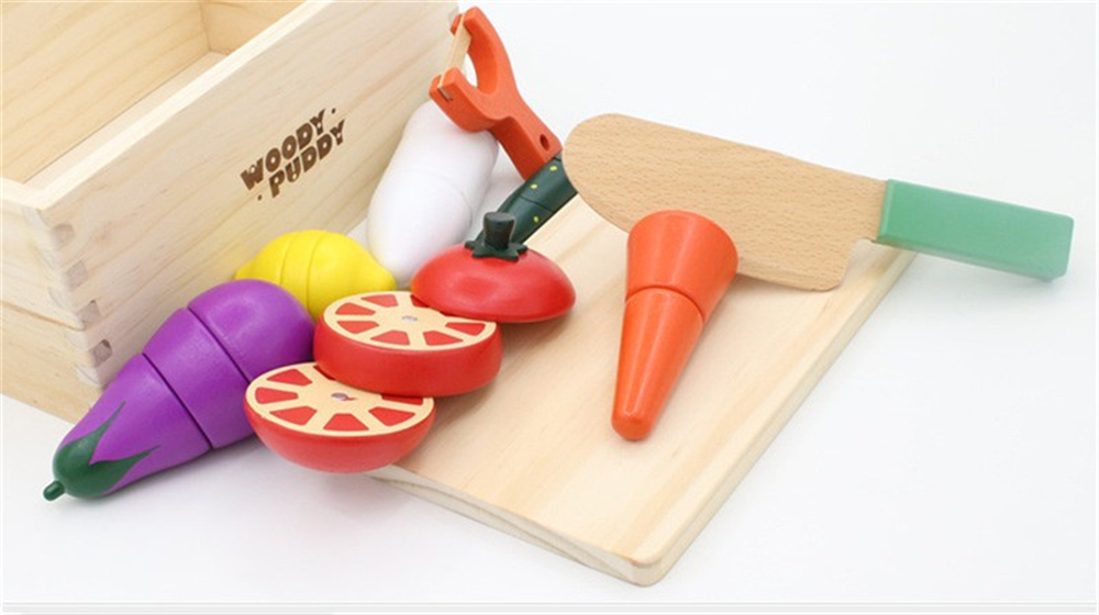 Creative Box of Fruits and Vegetables and Wooden Magnetic Children Play Toys