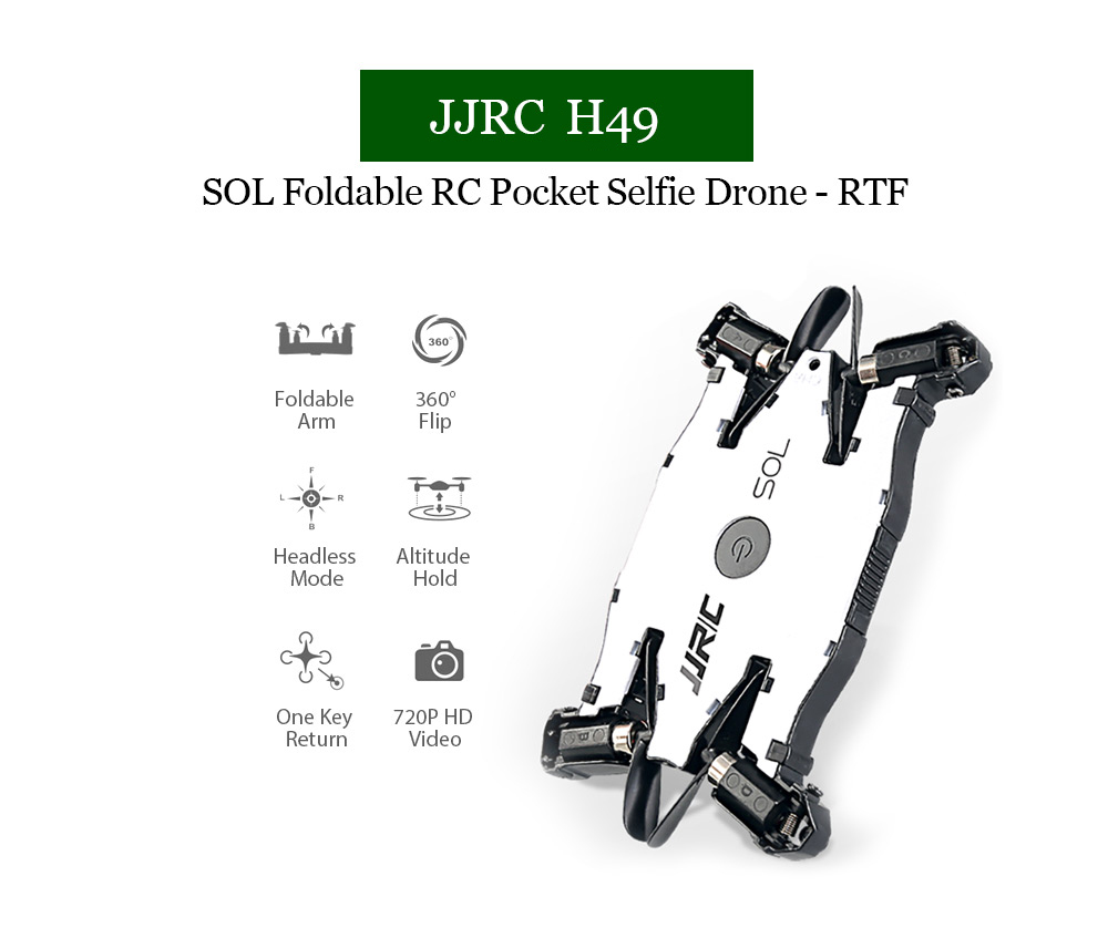 JJRC H49 SOL Mini Foldable RC Quadcopter RTF WiFi FPV 720P HD / Altitude Hold / One Key Transformation