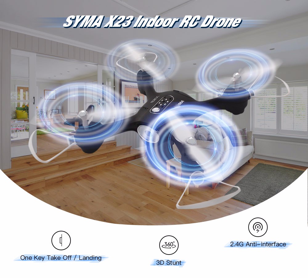 SYMA X23 Indoor RC Drone 360-degree Flip / One Key Takeoff / Landing / 2.4G Transmitter