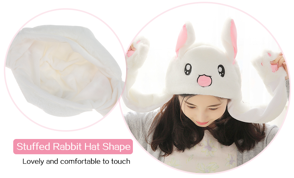 Creative Rabbit Hat Airbag Cap Stuffed Toy with Movable Ear