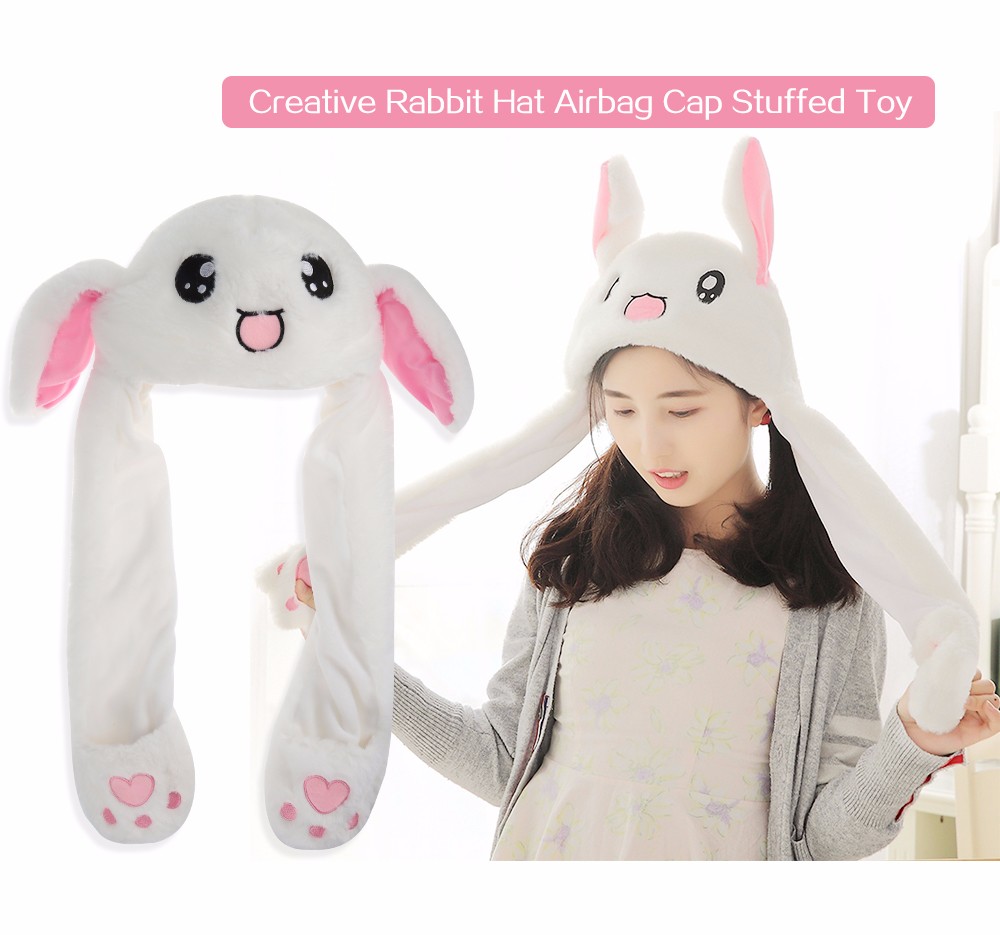 Creative Rabbit Hat Airbag Cap Stuffed Toy with Movable Ear