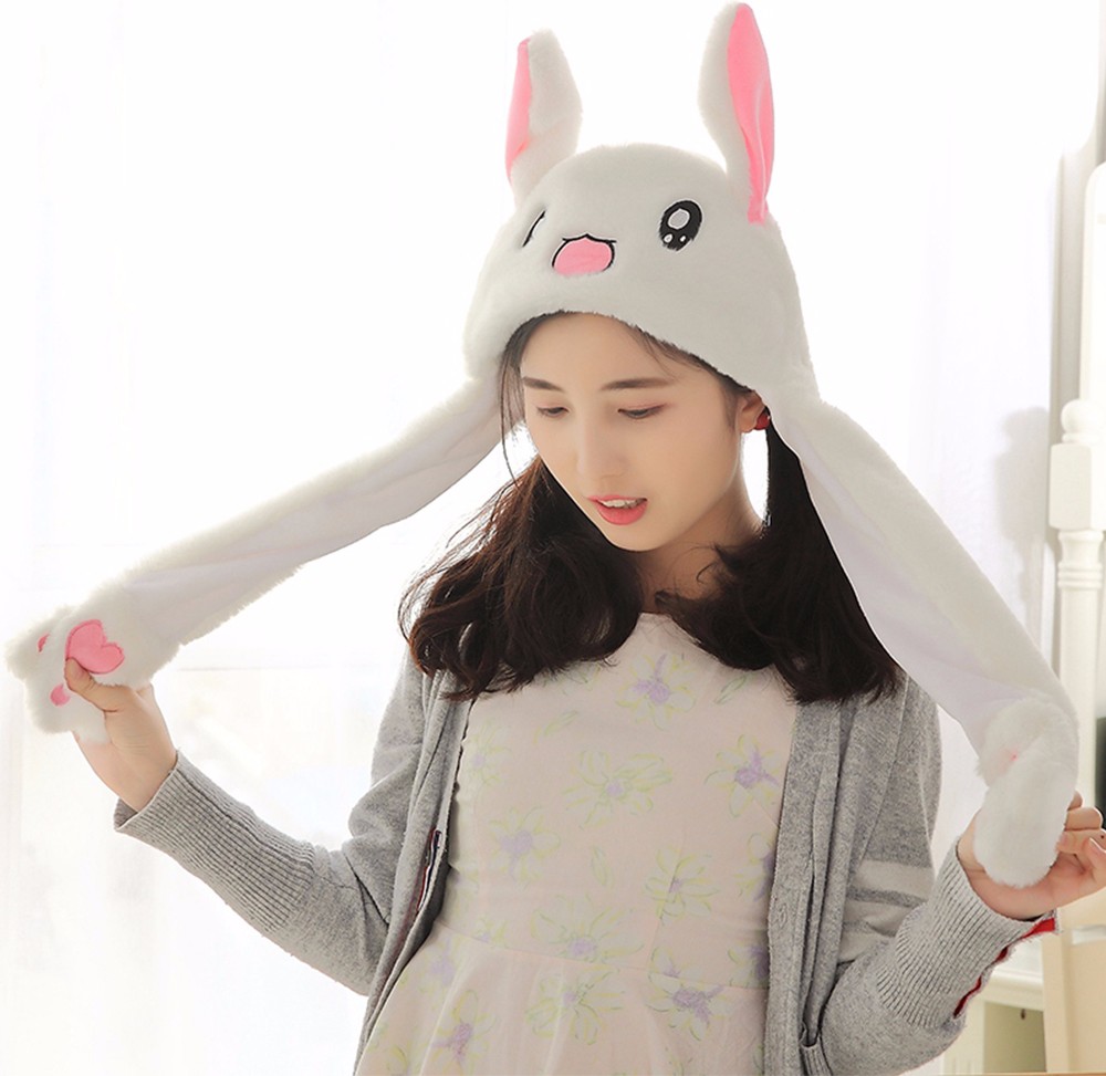 Creative Rabbit Hat Airbag Cap Stuffed Toy with Movable Ear