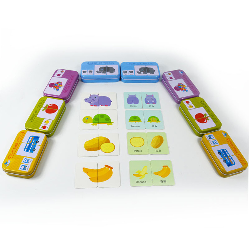 Baby Learn English Pair Puzzle Cognitive Card Infant 32pcs/Box