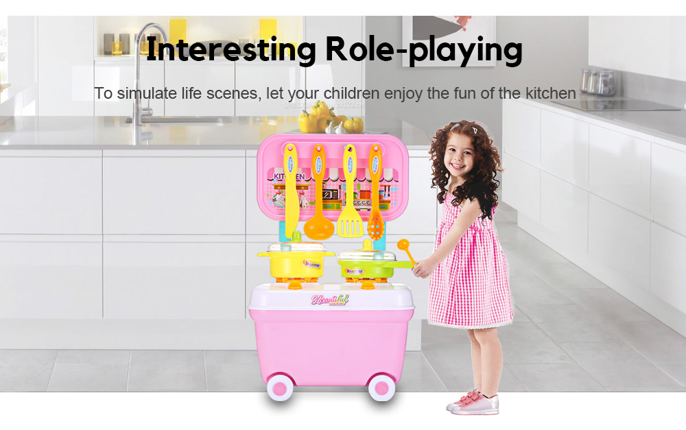 YUEHUI Kids Household Pretend Playset Simulation Kitchen Toys Small Cart