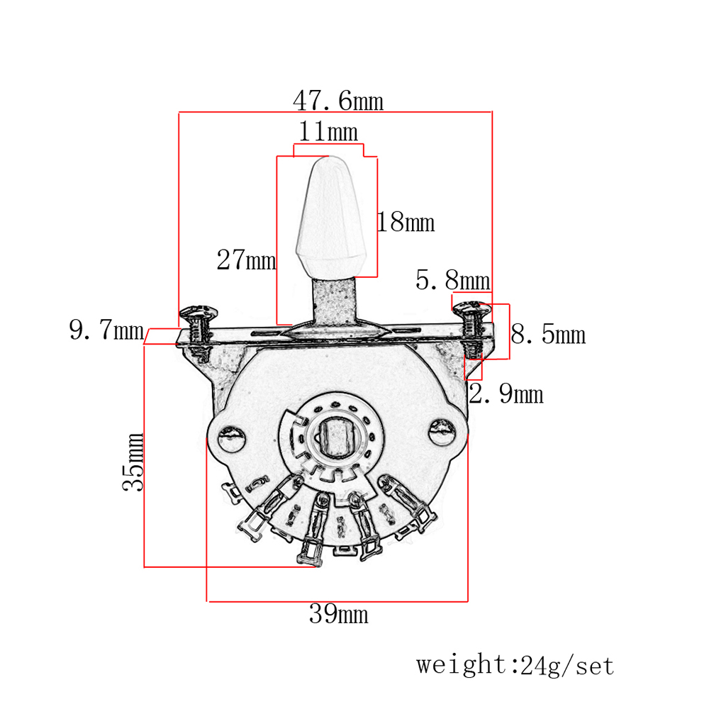 5 Way Lever Switch Selector for ST FD Electric Guitar Parts Replacement 5 Way Lever Switch Selector for ST FD Electric Guitar Parts Replacement