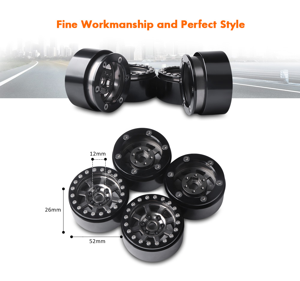 4PCS Alloy 1.9 inch Beadlock Wheel Rim for 1:10 RC Car Crawler 4PCS Alloy 1.9 inch Beadlock Wheel Rim for 1:10 RC Car Crawler
