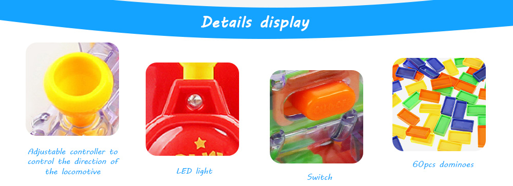 Domino Train Toy Car Truck Vehicle with Lights Sound for Kids 60pcs Domino Train Toy Car Truck Vehicle with Lights Sound for Kids 60pcs