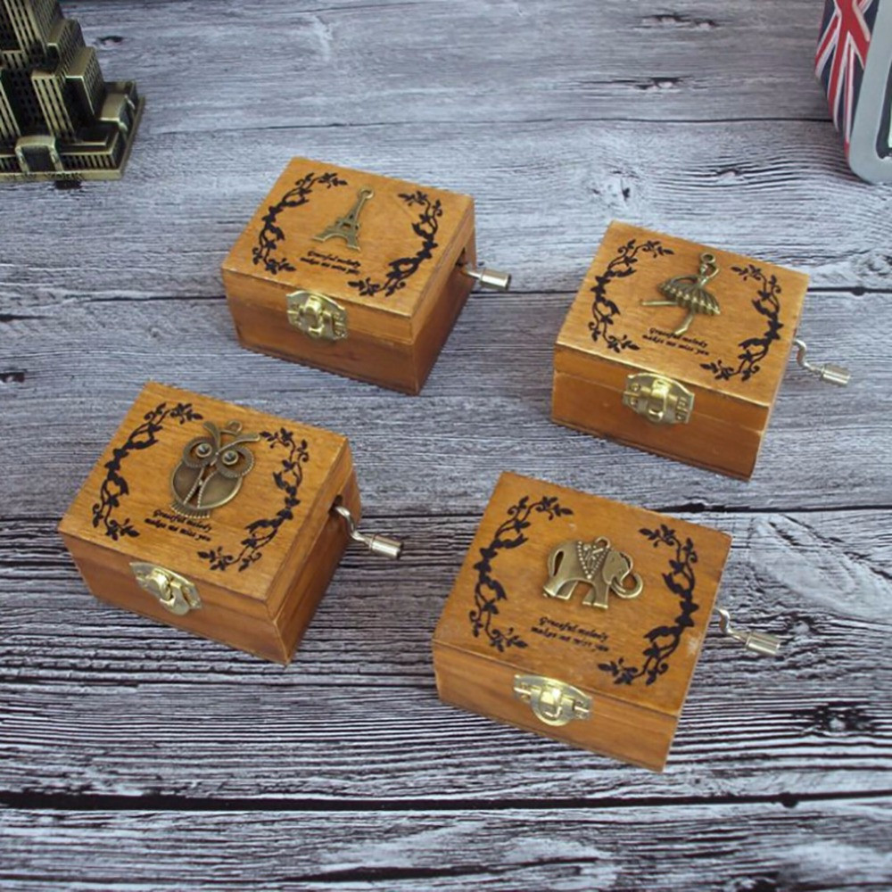 Four Songs Vintage Wood Music Box DIY Craft Four Songs Vintage Wood Music Box DIY Craft