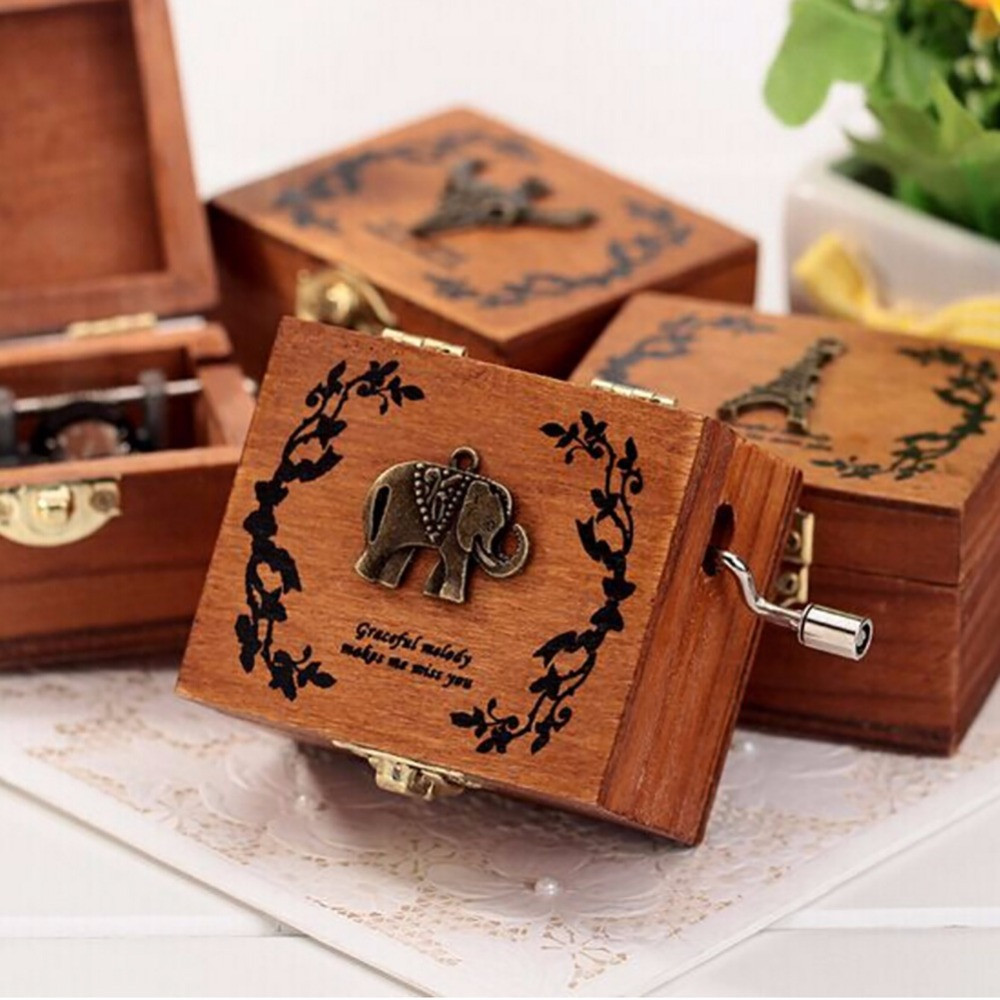 Four Songs Vintage Wood Music Box DIY Craft Four Songs Vintage Wood Music Box DIY Craft