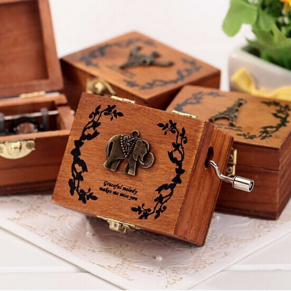 Four Songs Vintage Wood Music Box DIY Craft