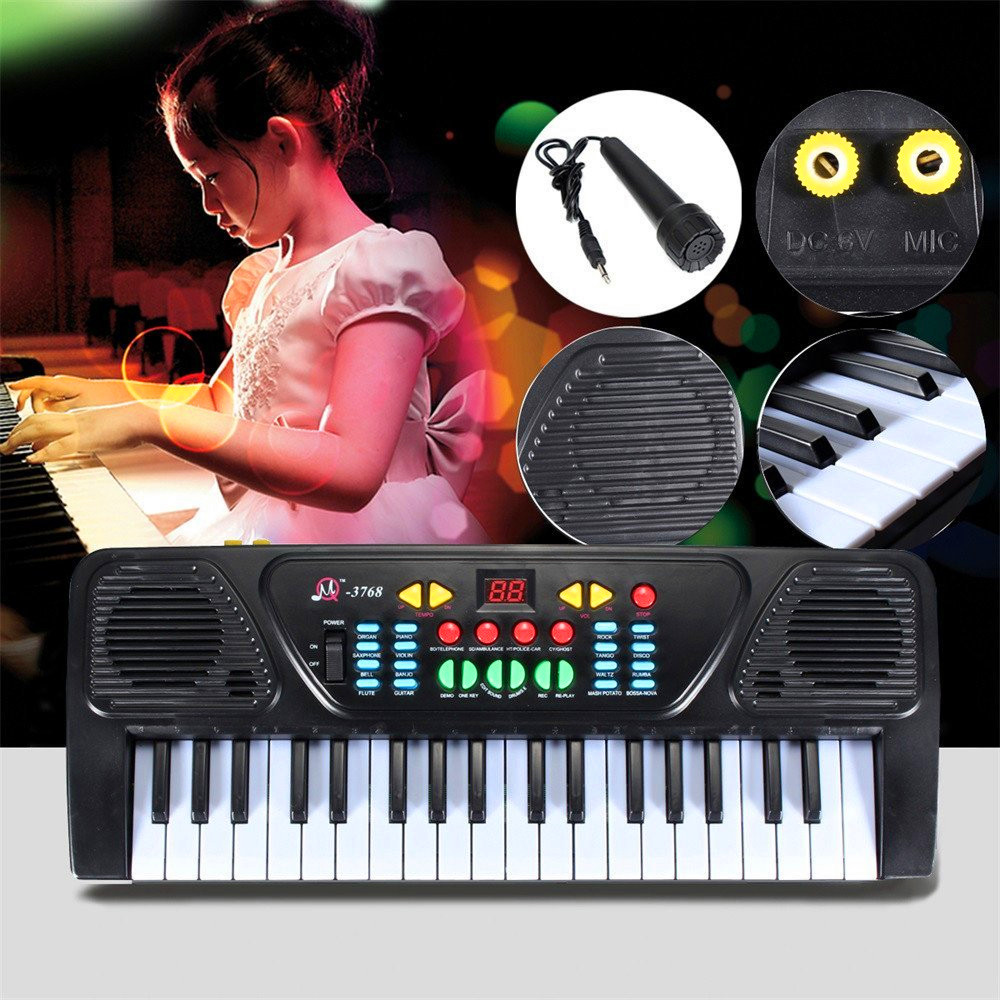 Electronic Organ Musical Keyboard Toy 37 Key Kids Piano with Microphone