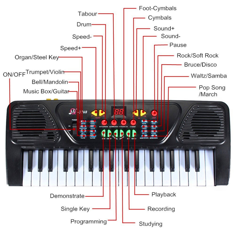 Electronic Organ Musical Keyboard Toy 37 Key Kids Piano with Microphone