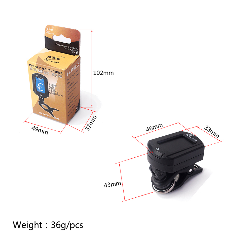 ET33 Portable Guitar Color Screen Digital Tuner Clip On Design ET33 Portable Guitar Color Screen Digital Tuner Clip On Design