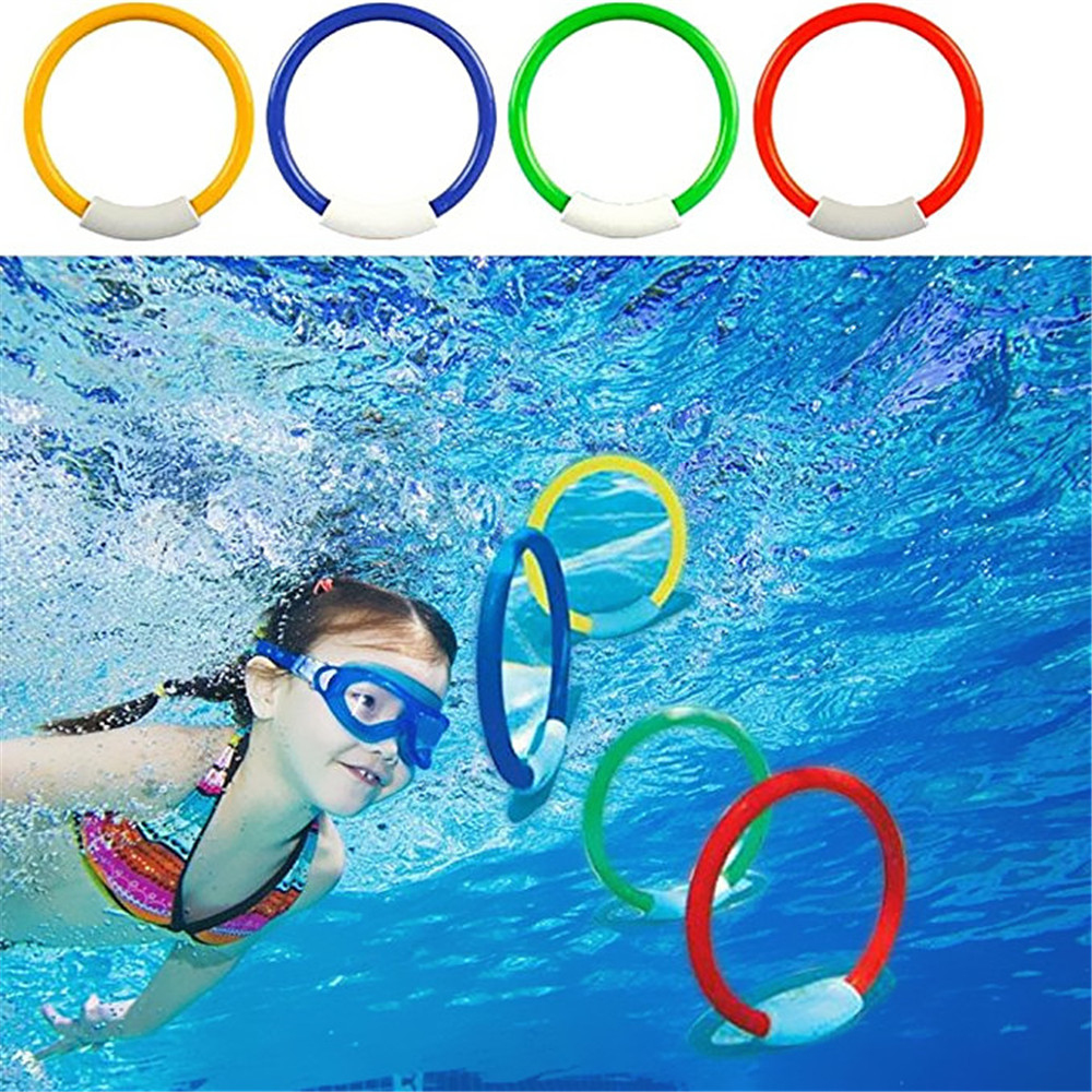 Swimming Pool Diving Toys Plastic Fun Ring 4PCS