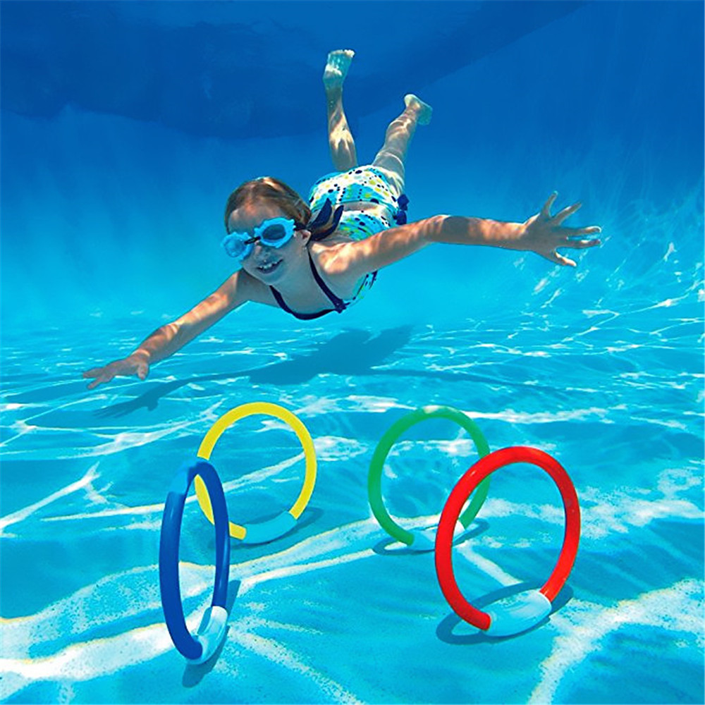 Swimming Pool Diving Toys Plastic Fun Ring 4PCS