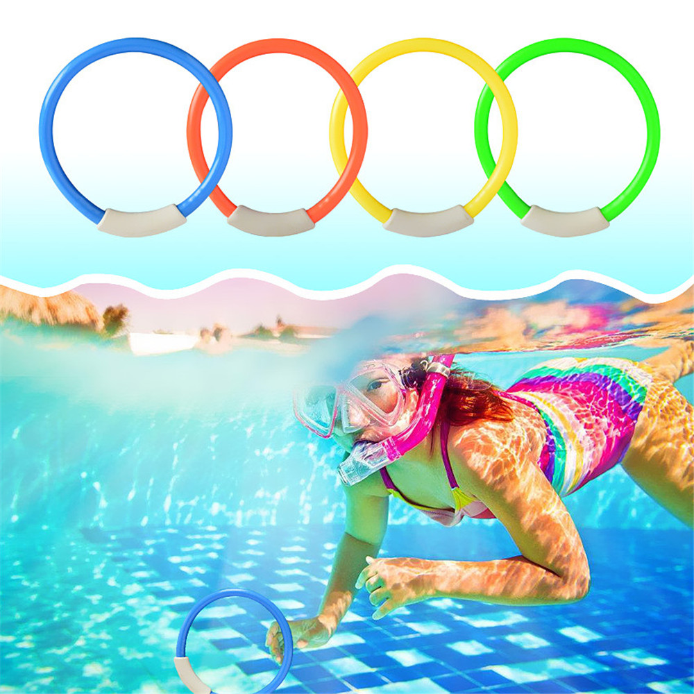 Swimming Pool Diving Toys Plastic Fun Ring 4PCS