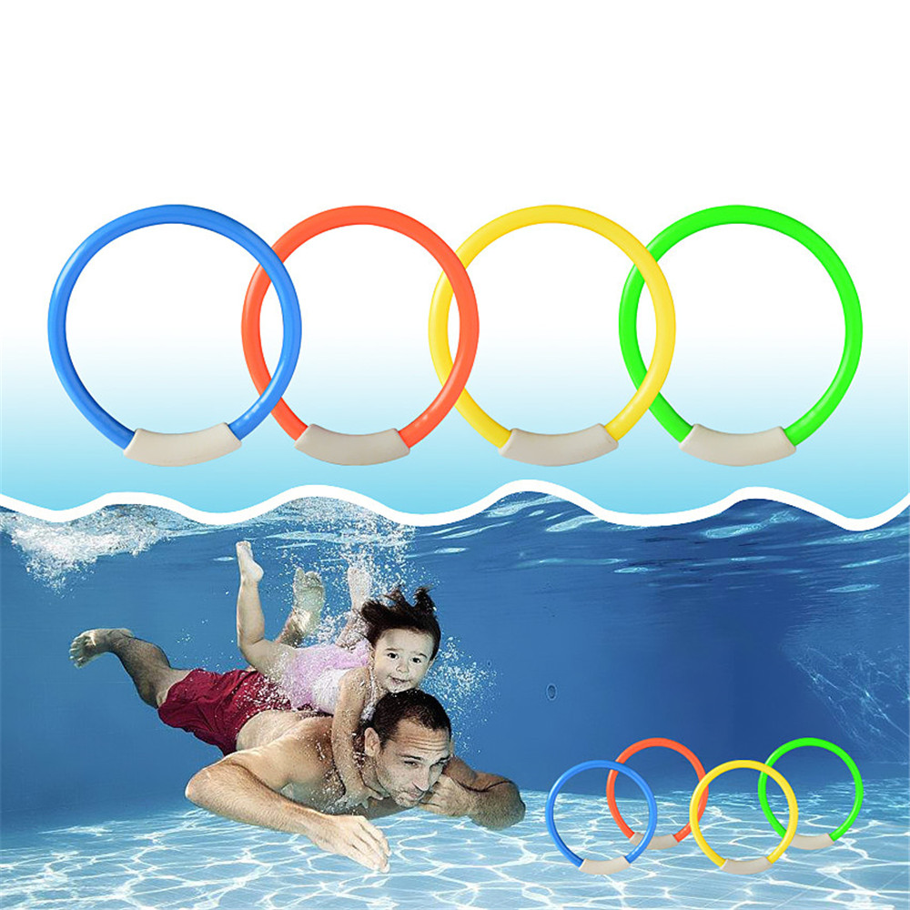 Swimming Pool Diving Toys Plastic Fun Ring 4PCS