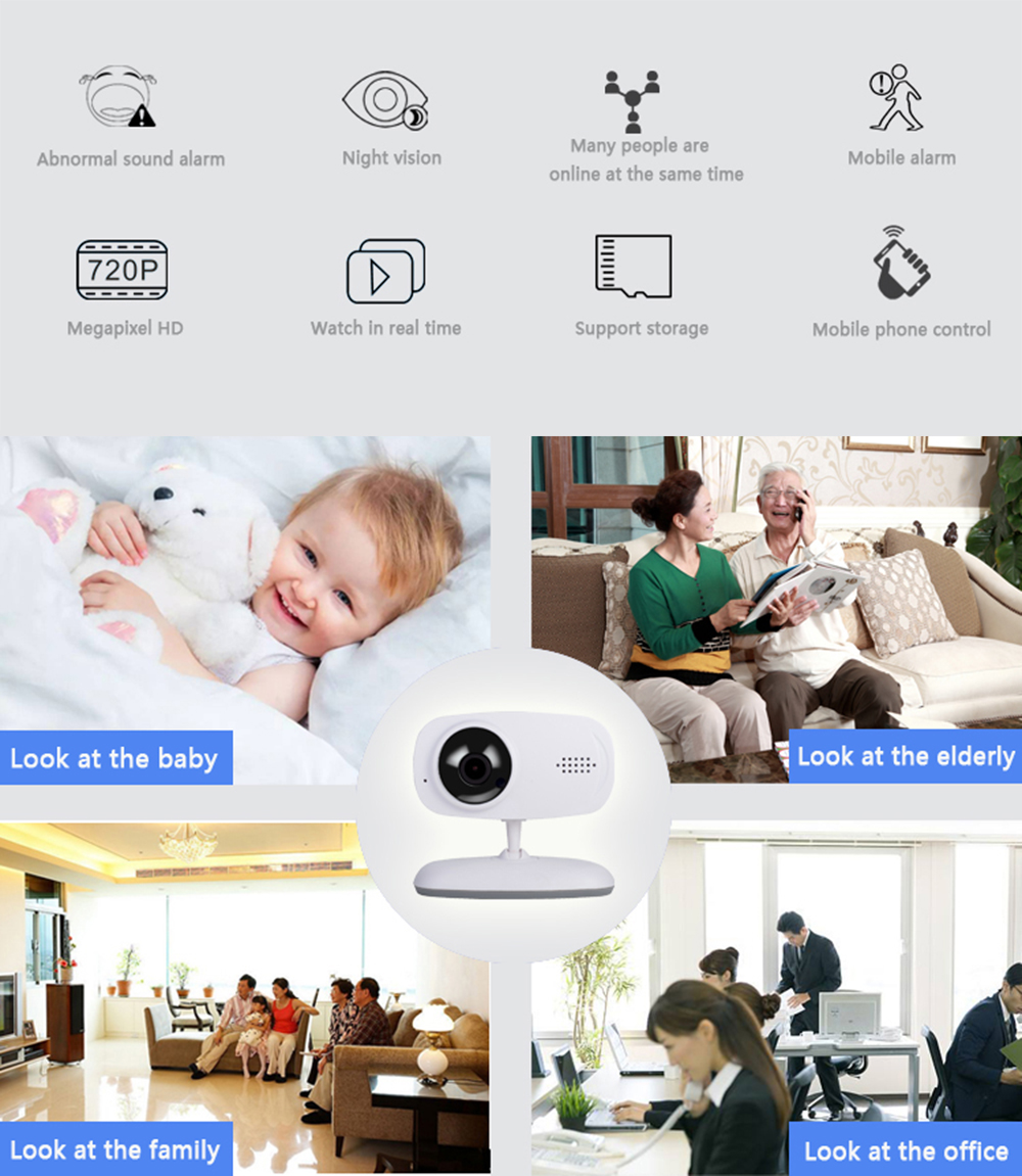 720P HD Wireless WIFI Camera Network Baby Care Support Voice Alarm Mobile Video