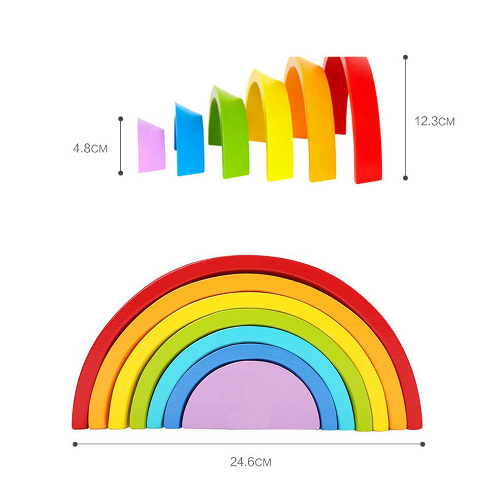 Rainbow Stacker Wooden Nesting Puzzle Creative Building Block