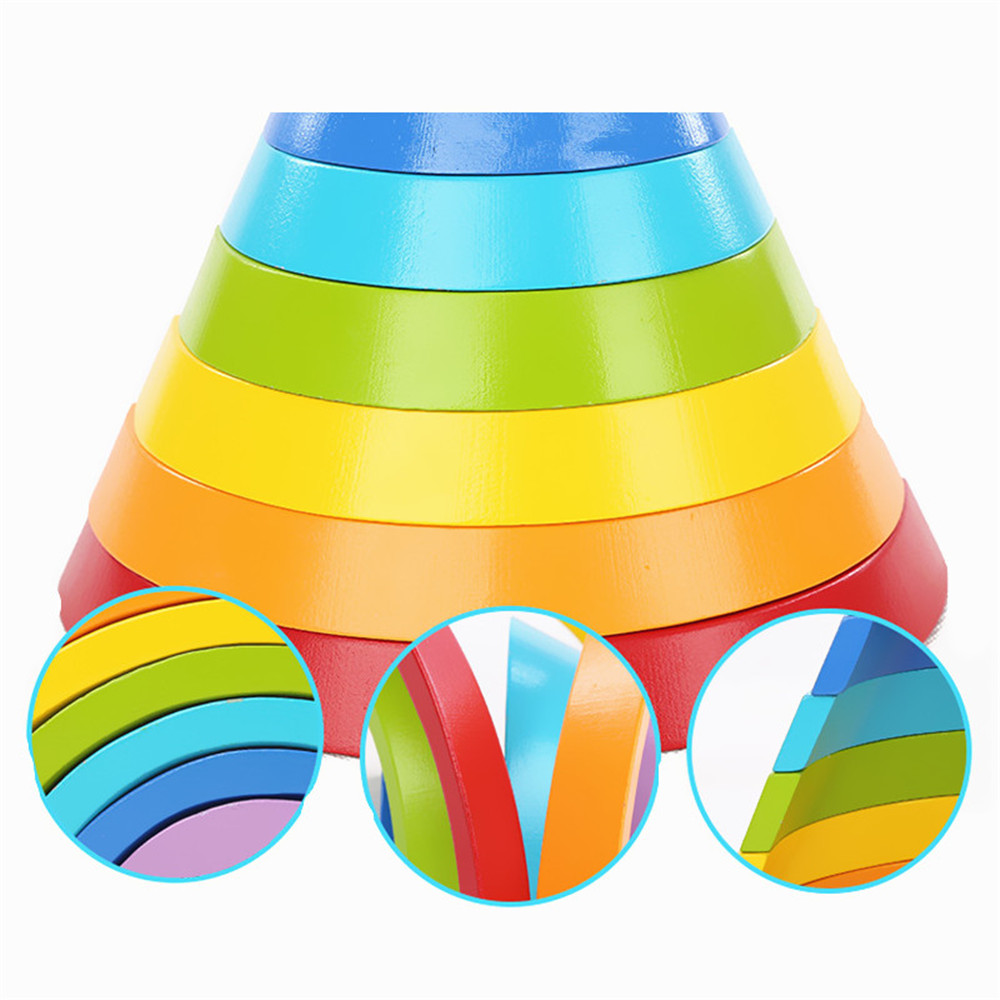 Rainbow Stacker Wooden Nesting Puzzle Creative Building Block