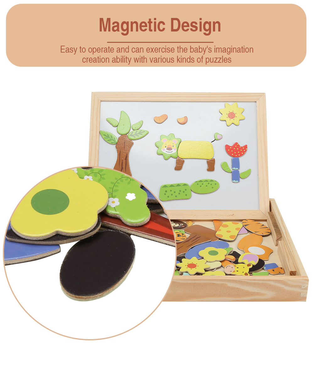 Wooden Magnetic Puzzle Kids Jigsaw Drawing Board Educational Toys