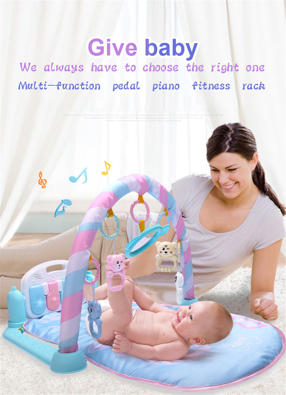 Baby Fitness Play Lay Mat Piano Rack Music Game Blanket Mirror Hanging Toy Baby Fitness Play Lay Mat Piano Rack Music Game Blanket Mirror Hanging Toy