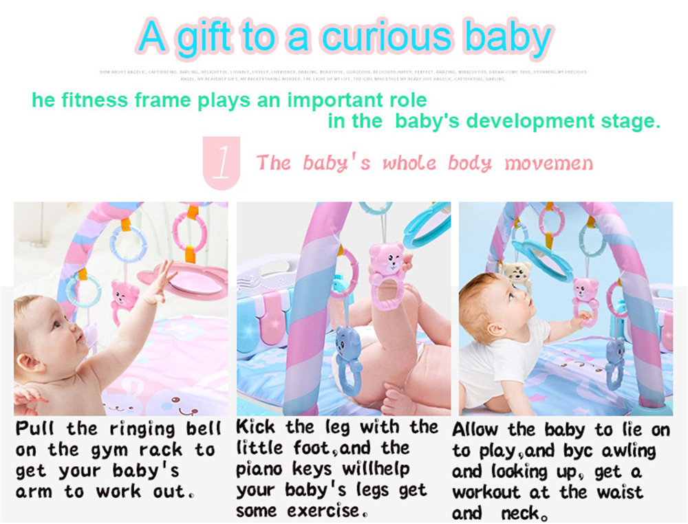 Baby Fitness Play Lay Mat Piano Rack Music Game Blanket Mirror Hanging Toy