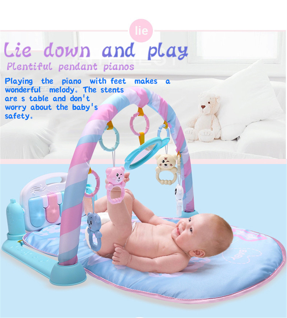 Baby Fitness Play Lay Mat Piano Rack Music Game Blanket Mirror Hanging Toy